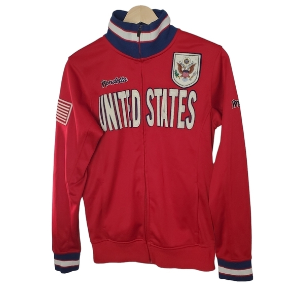 Vintage Mondetta Track Jacket Mens XS Red USA Full Zip pockets - Picture 1 of 16